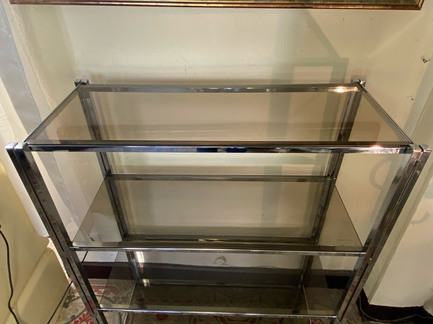 Modular shelf chrome and smoked glass 70s