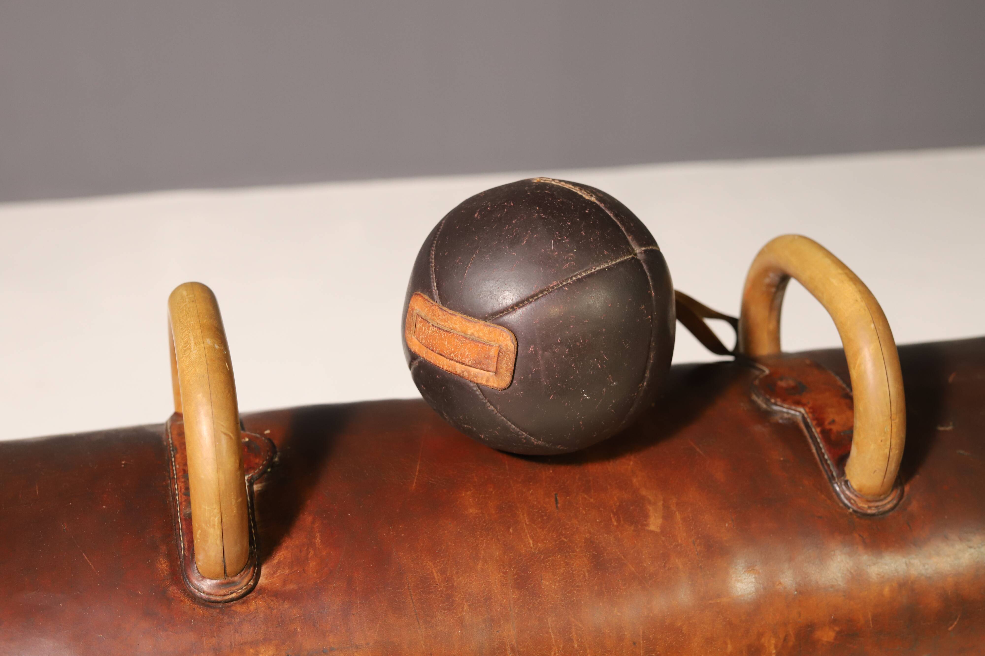 Large Vintage Leather Medicine Ball