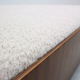 Vintage triangular plywood with boucle-fabric sit element / Ottoman, 1970s