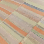 Salmon & Pink Mid Cenyury Modern Kilim Rug, Vintage Striped Boho Carpet