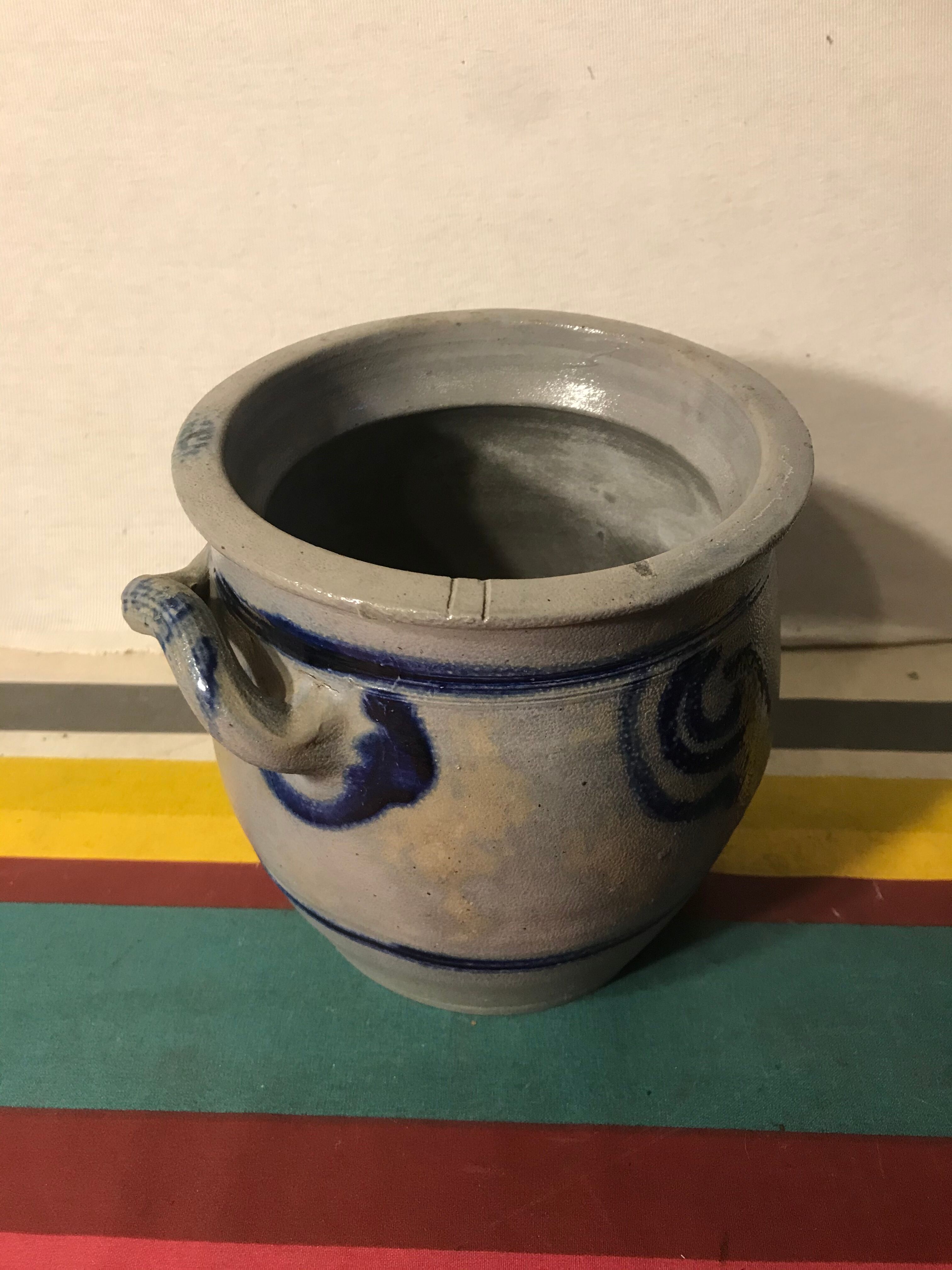 Lot 5 old blue sandstone 3 pots - carafe - vintage decoration tonneau