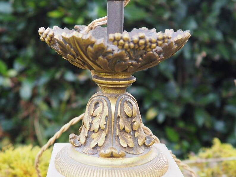 Antique French Marble Bronze Cherub Lamp - Napoleon III Style