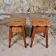Pair of scalloped oak stools, France, early 20th century