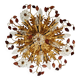 Large floral ceiling light in gilded metal and crystal, Banci Firenze, 1970.