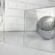 Pair of space age chrome plexiglass sphere table lamps from the 70s