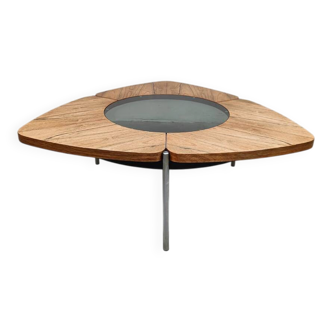 Scandinavian glass and wood coffee table Denmark