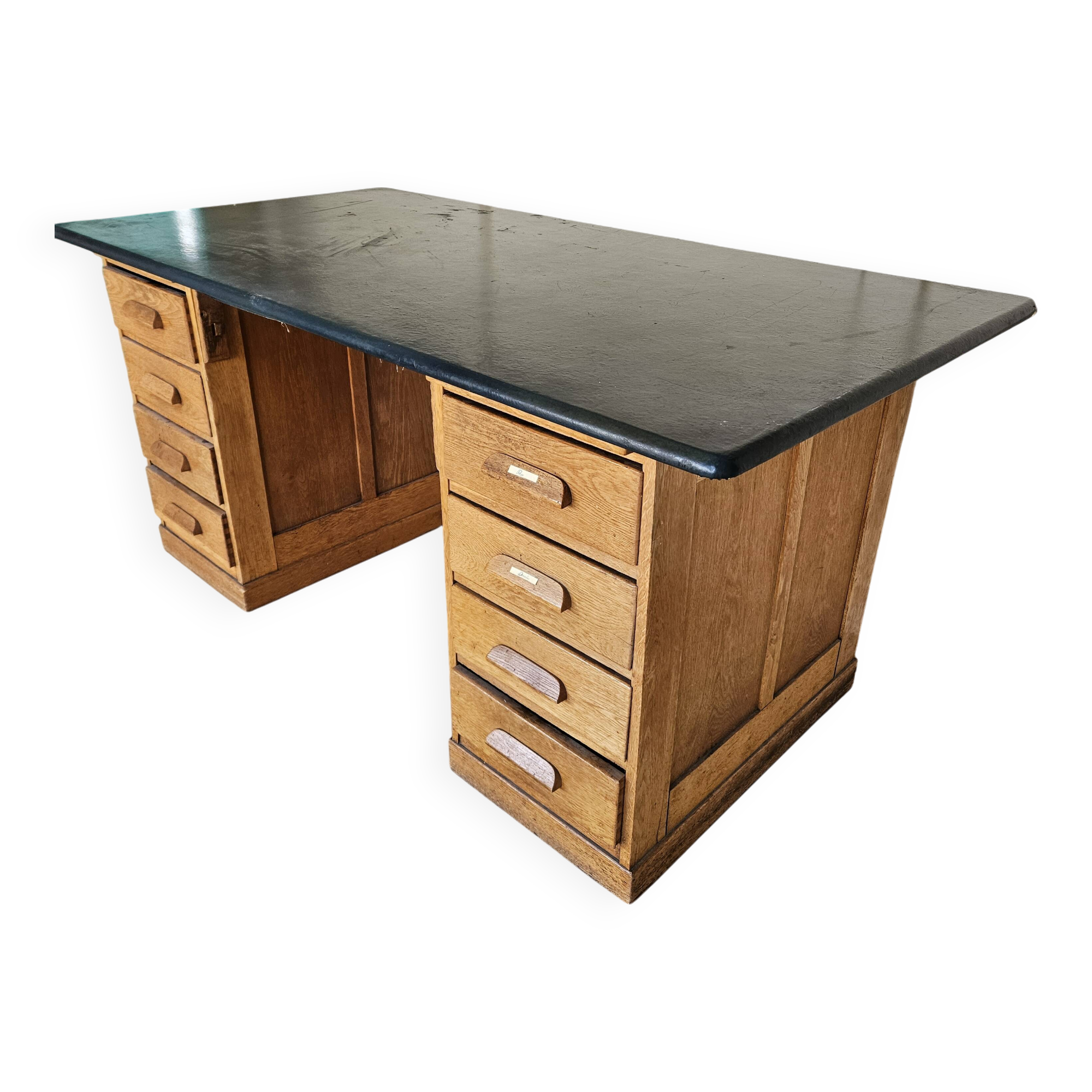 Antique oak administration desk with chest of drawers