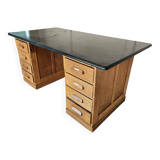 Bureau a caisson d'administration ancien en chêne