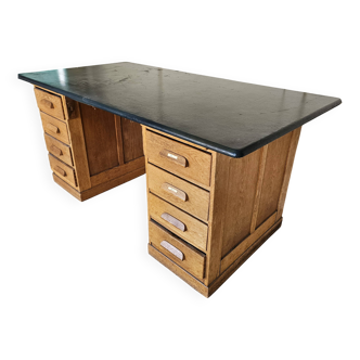 Antique oak administration desk with chest of drawers