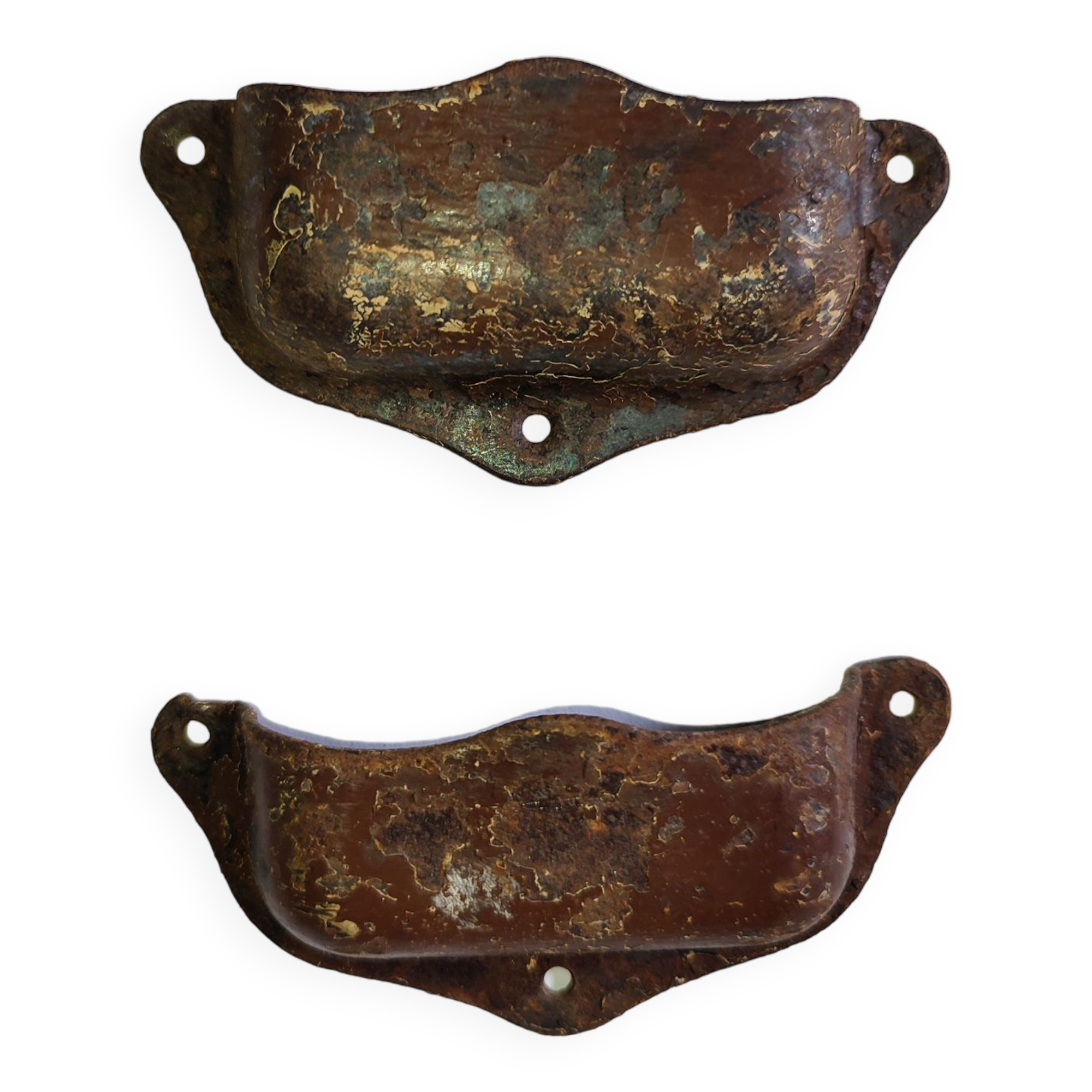 Pair of metal handles "Shell" vintage