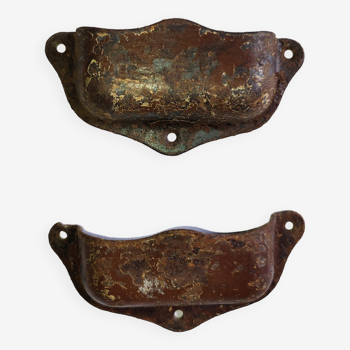 Pair of metal handles "Shell" vintage
