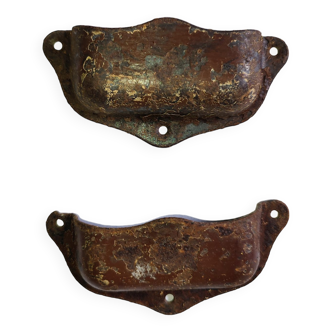 Pair of metal handles "Shell" vintage