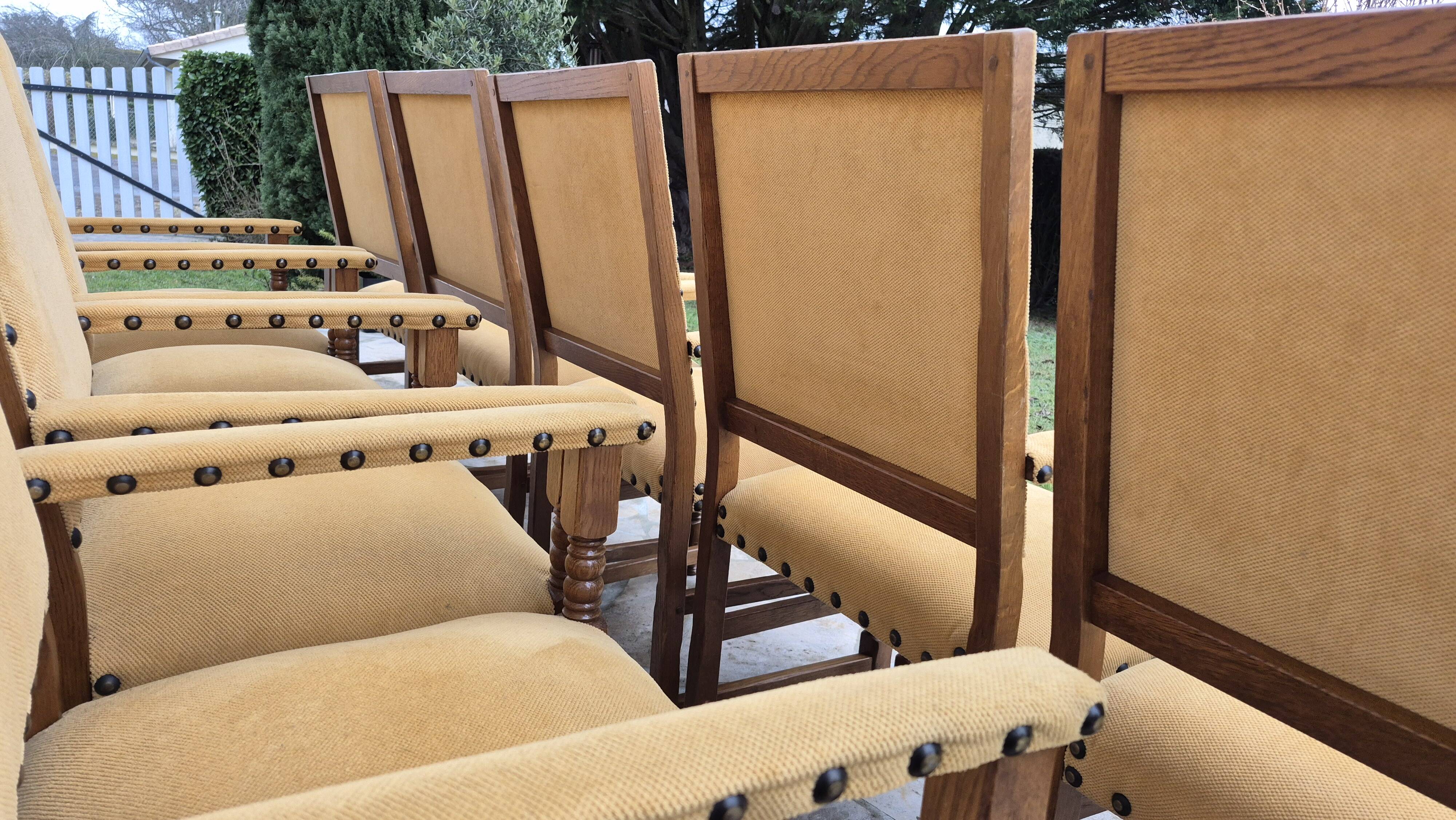 9 armchairs in the Louis XIII style