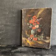 Miniature still life, oil painting signed from the 19th century, French school.