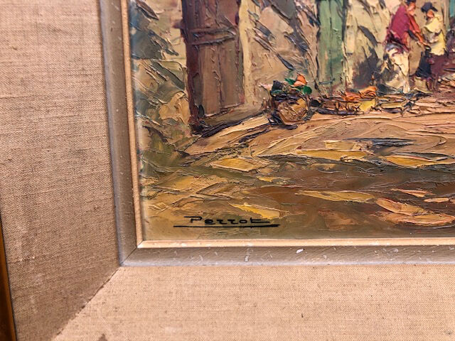 Tableau signé Perrot "Petit port de pêche"
