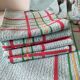 Ensemble nappe et 11 serviettes coton damassé vintage