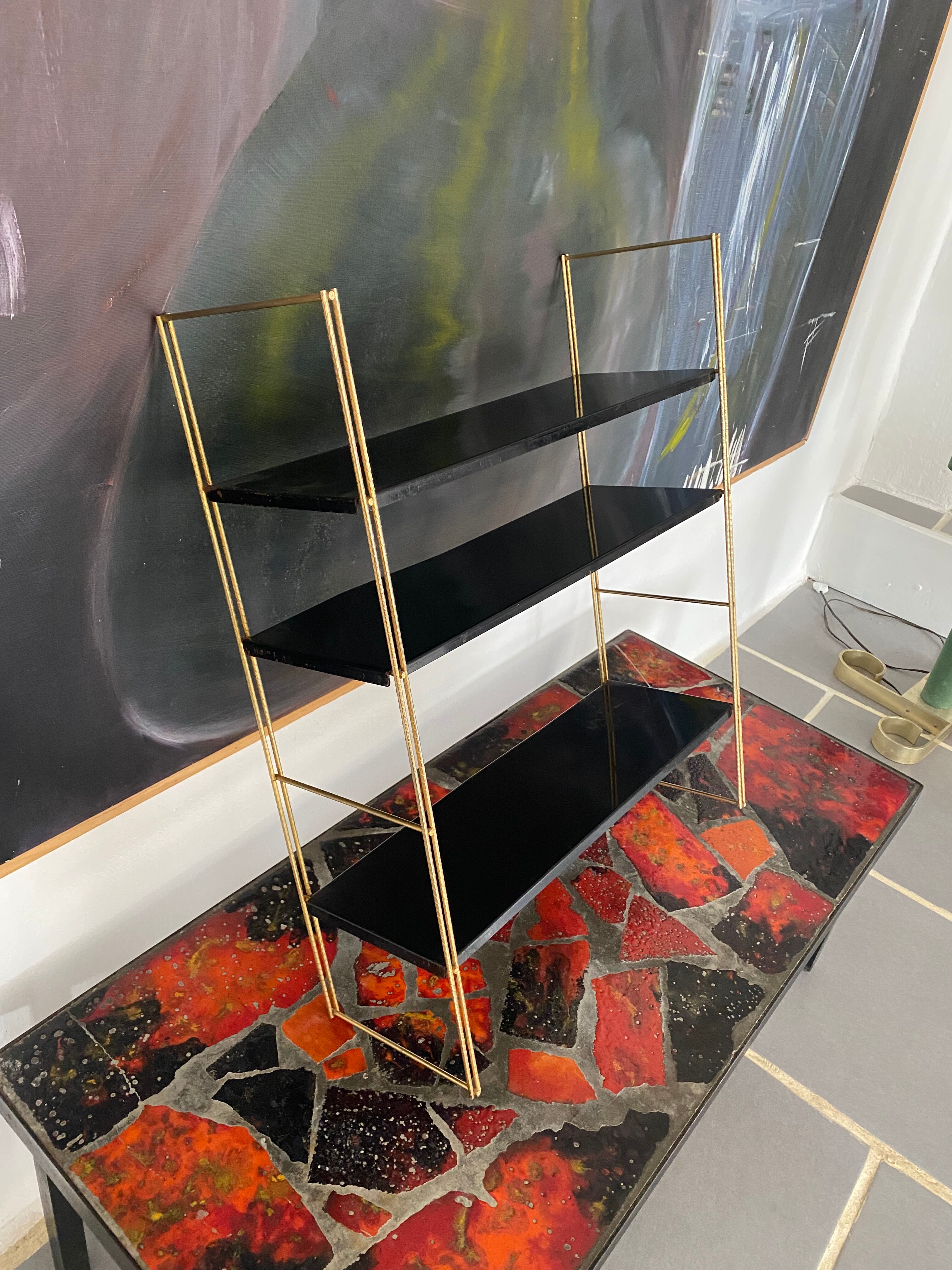 Vintage metal string shelves