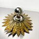 Spanish sunburst flush mount light fixture in gilt iron, circa 1960s