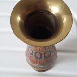 Engraved brass vase