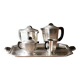 Coffee/tea service, Art Deco in silver-plated metal and ebony.