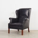 Black leather armchair, Danish design, 1970s, production: Denmark