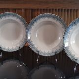 4 hollow plates in Longwy earthenware model "Suzanne" Iron Earth