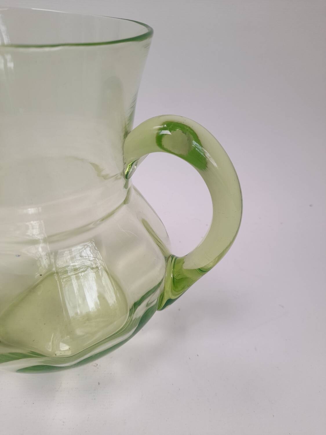Art Deco carafe in pistachio green glass