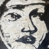 Vintage mahogany & ceramic enamel side table jens thirslund, kähler ceramic (hak), denmark