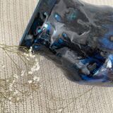 Blue enamelled terracotta vase