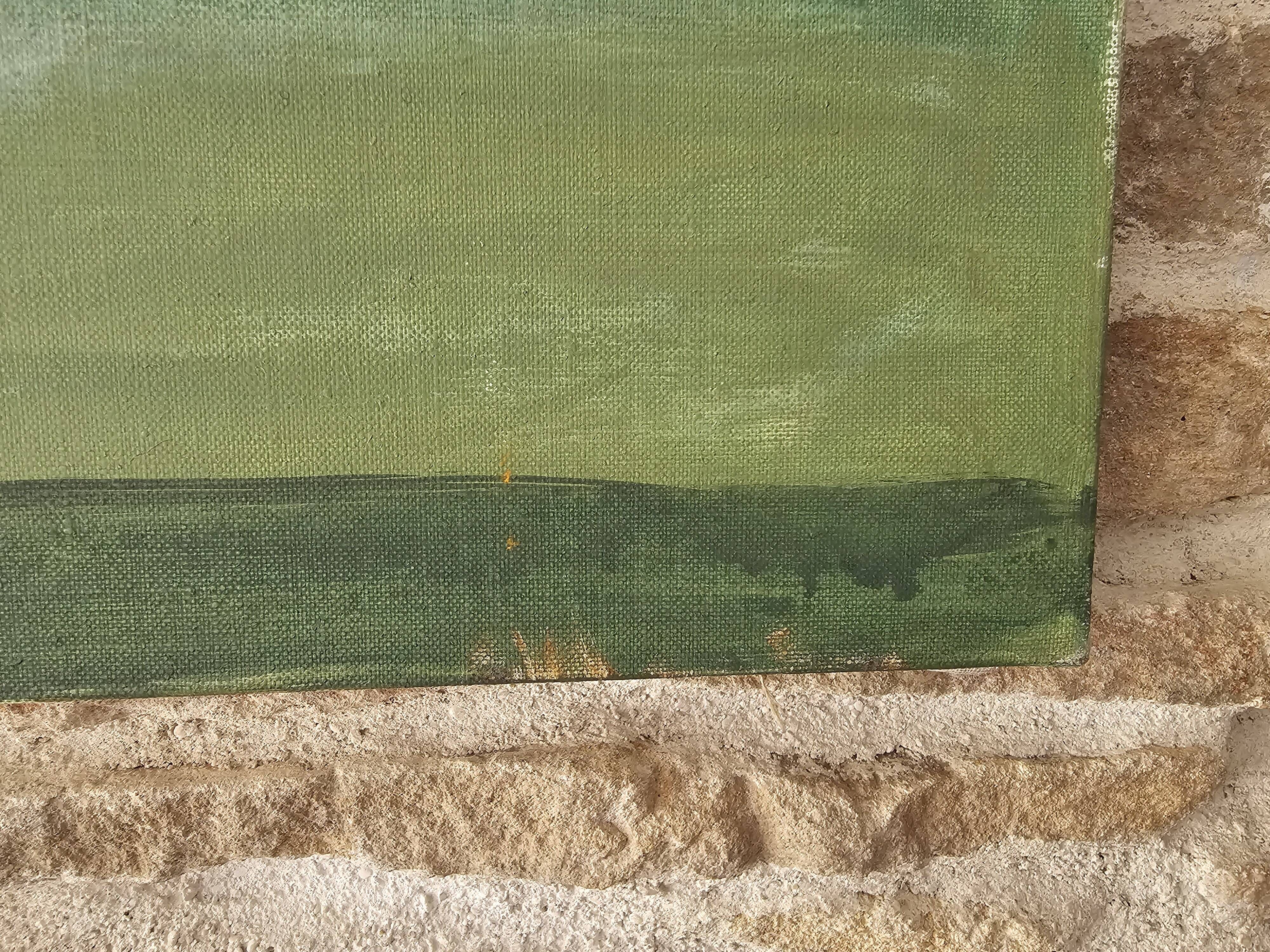 Oil on Canvas Painting Lakeside Landscape Water Body signed Doan Inger