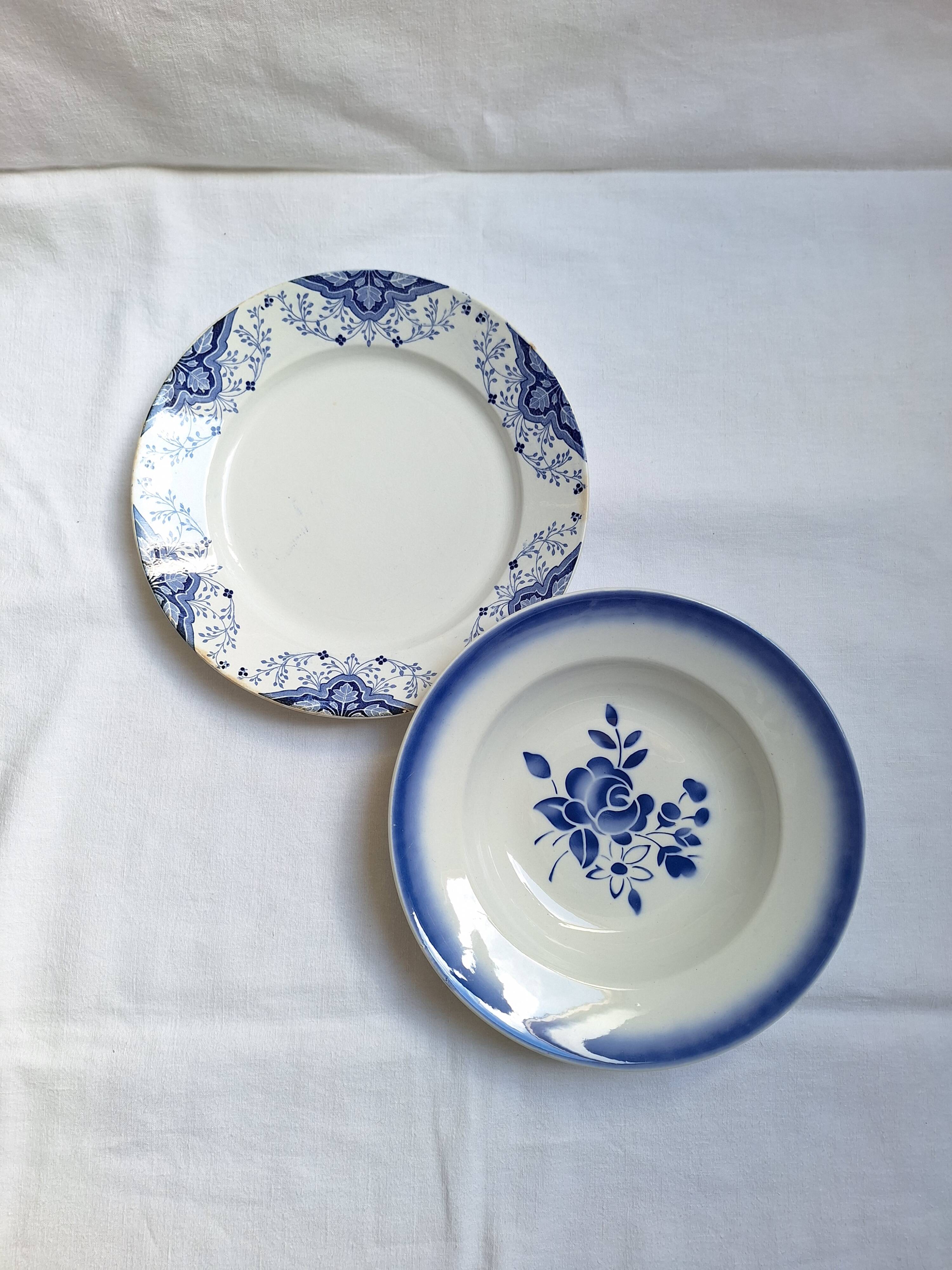 Shallow dish Badonviller and Creil and Montereau blue