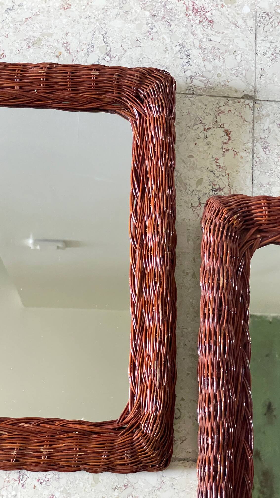 Pair of VINTAGE Rattan MIRRORS