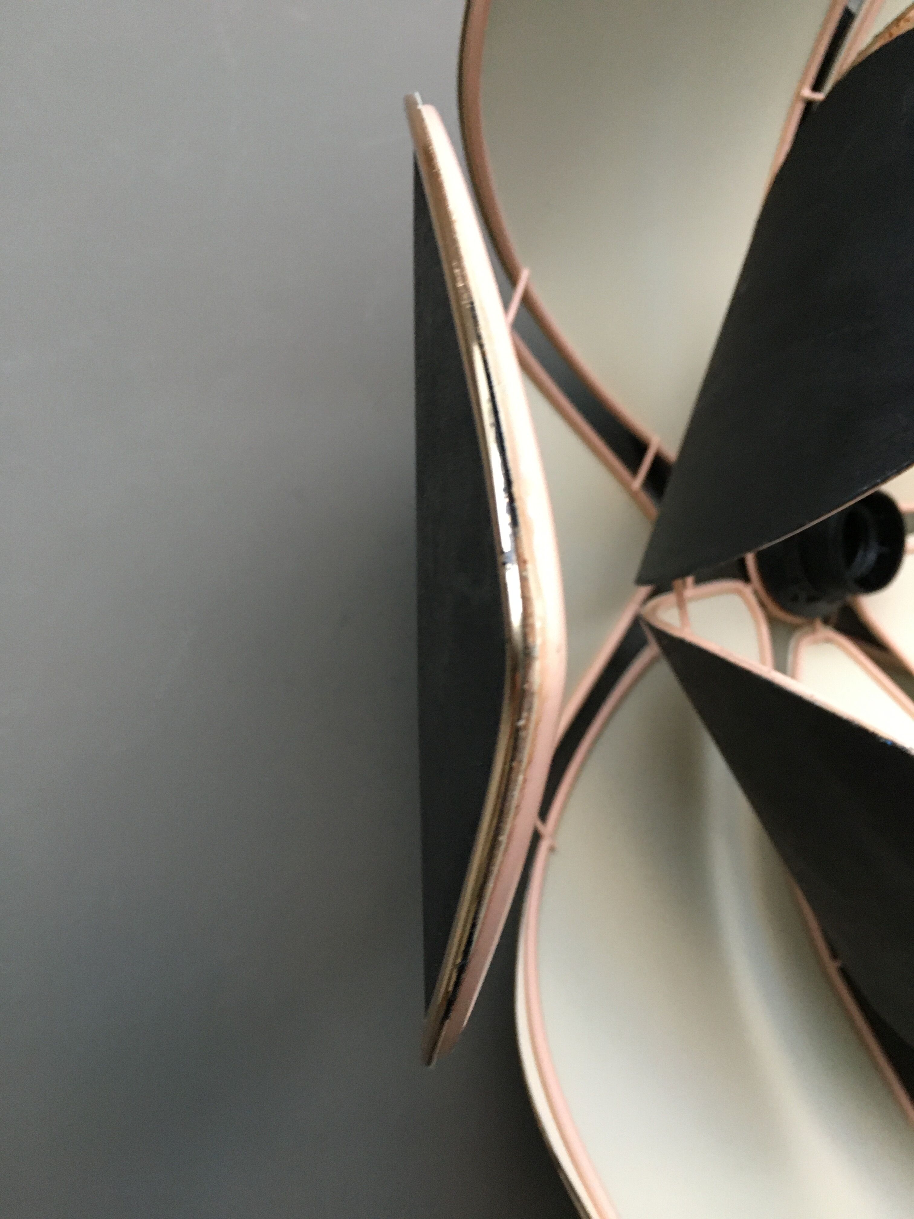 Black fabric flower and gold liseret hanging lamp