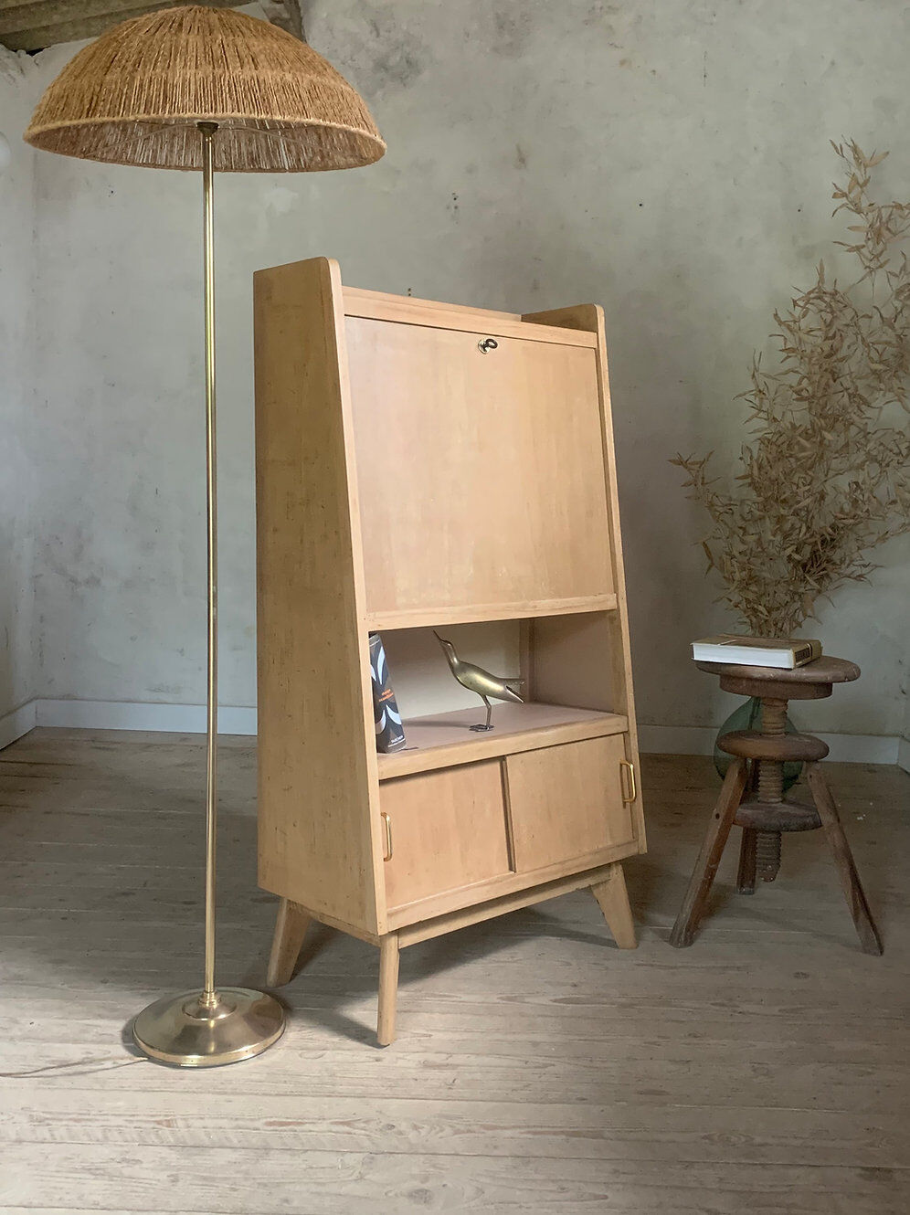 Vintage pyramidal secretary desk and bookcase