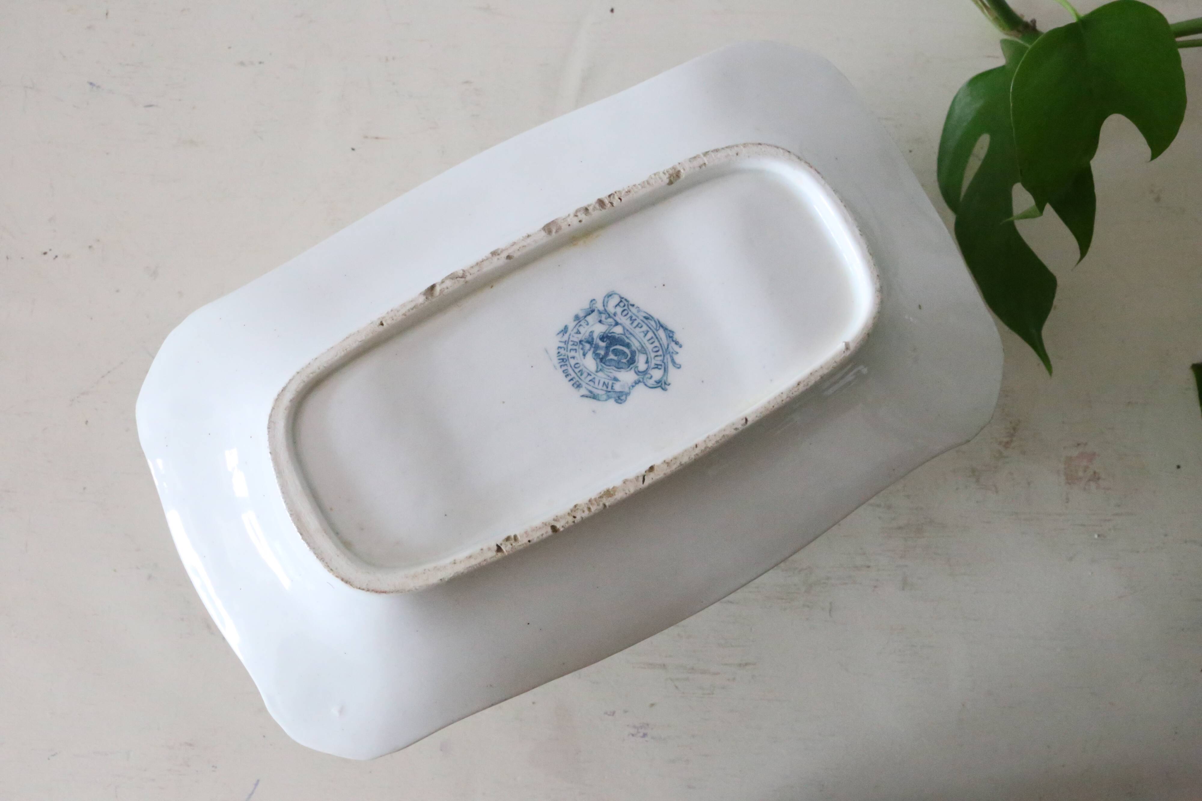 Pompadour ironstone sauceboat, Clairefontaine factory