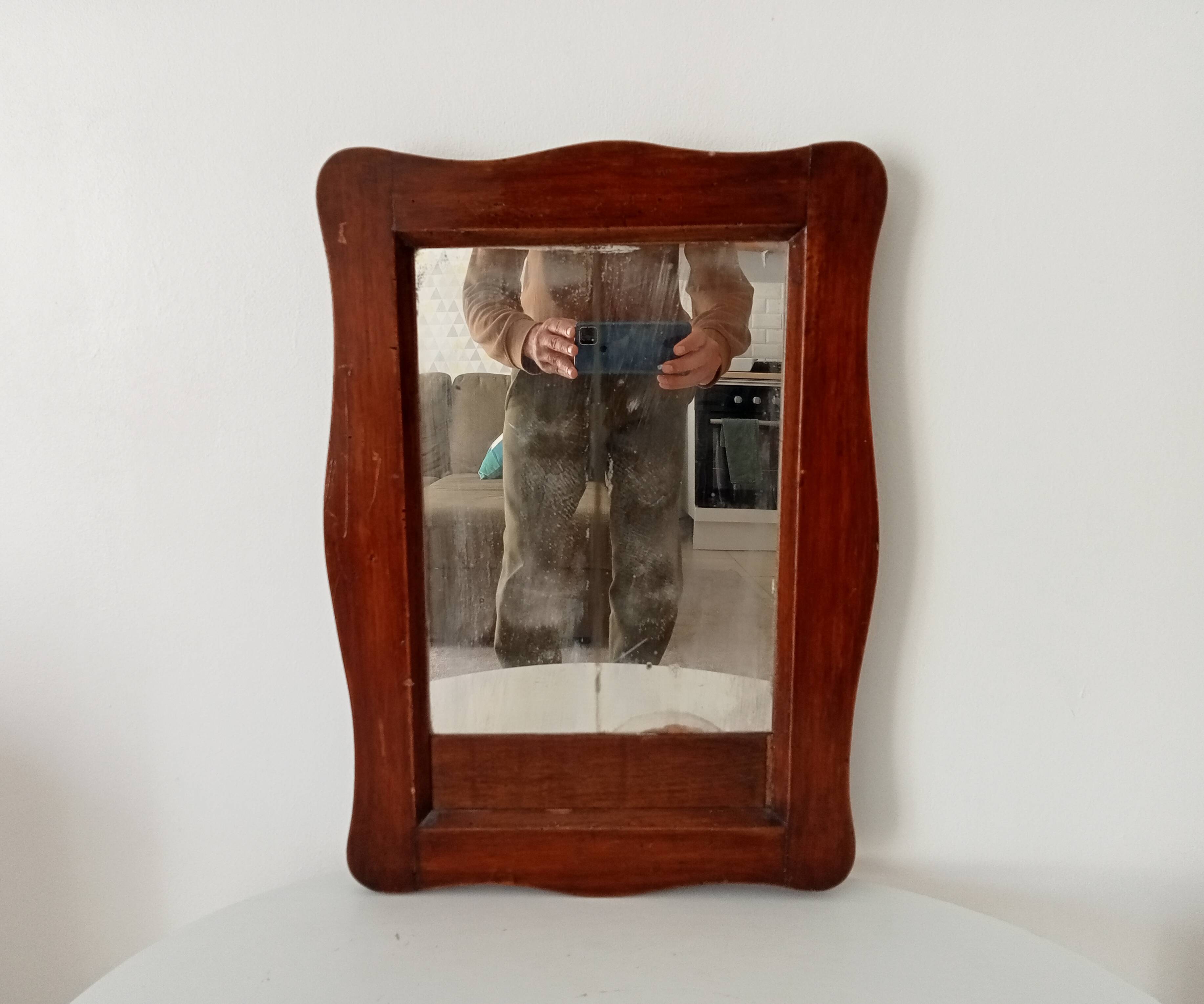 Miroir ancien en bois rustique