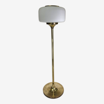 Patinated brass Art Deco low floor lamp, 132cm