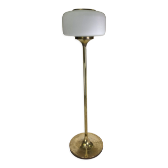 Patinated brass Art Deco low floor lamp, 132cm