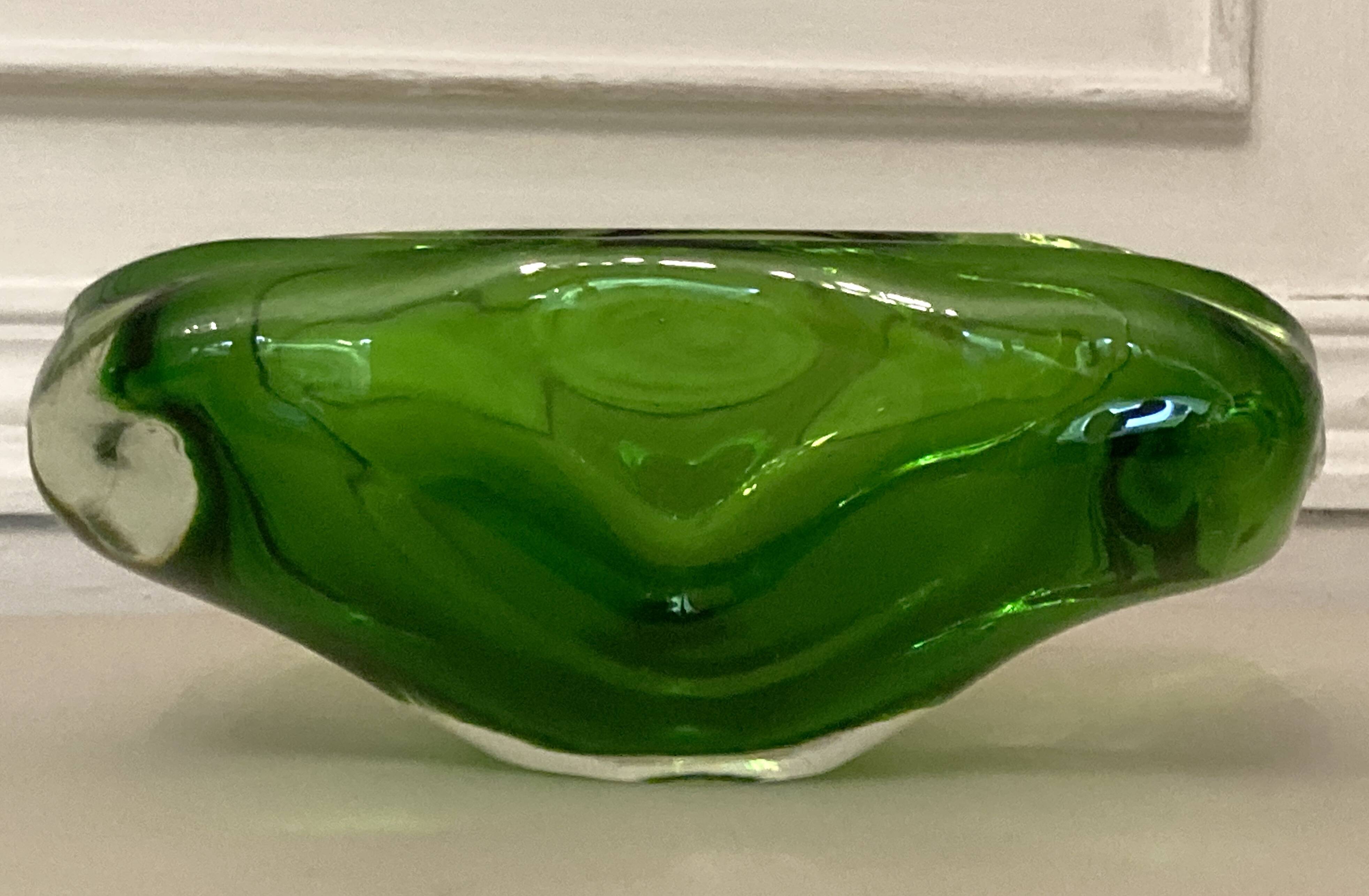 Murano iridescent green pocket tray