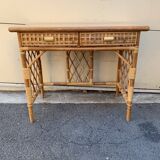 2-drawer rattan desk from the 1970