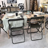Series of 6 metal chairs Army khaki green / folding  Vintage
