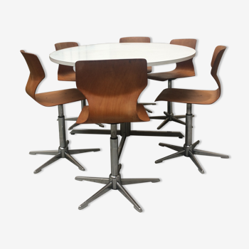 Ensemble table et 6 chaises 1970