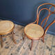 Antique Hoffman caned bistro chair, Art Deco and stool