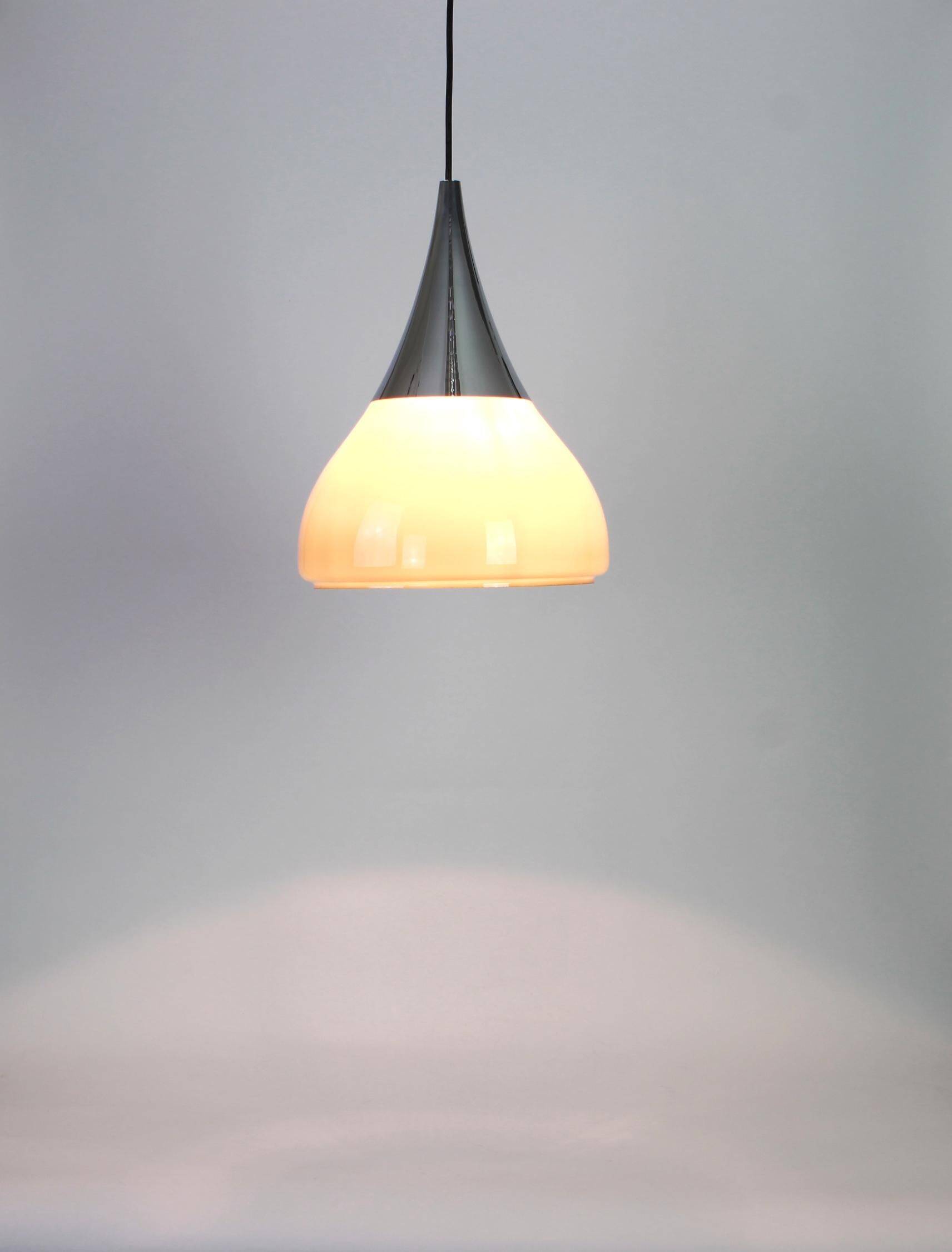 Large opaline glass pendant by Braun, Limburg, Germany, 1970s.