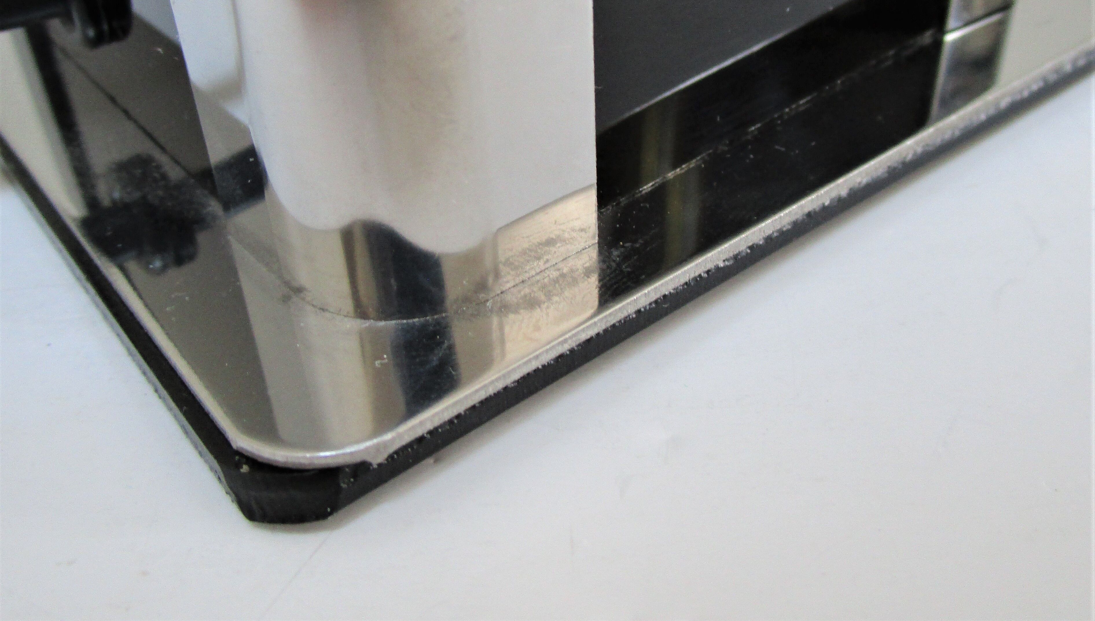 Stainless steel lamp foot and plexiglass black design 70s / 80s