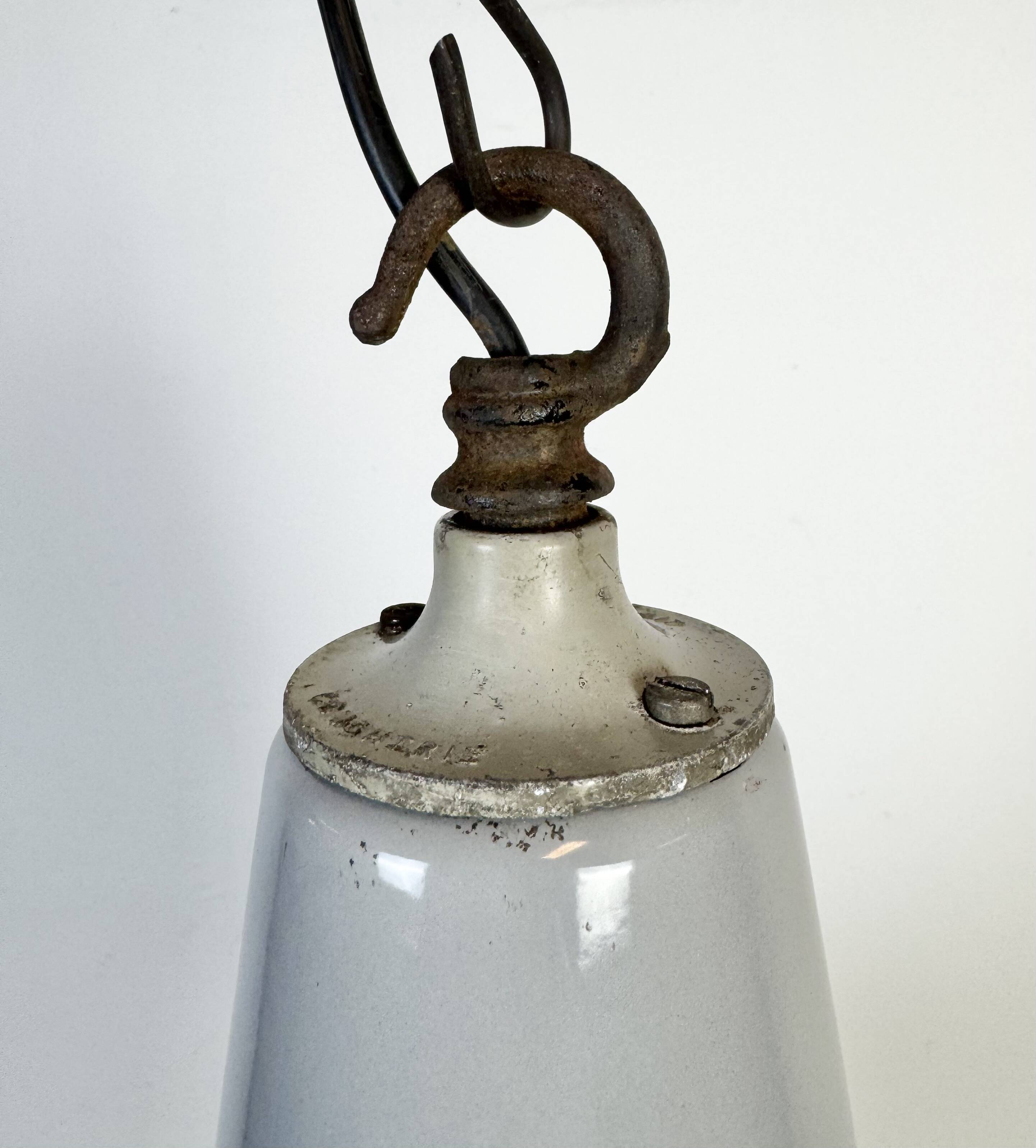 Large Industrial British Grey Enamel Pendant Lamp from Benjamin, 1960s