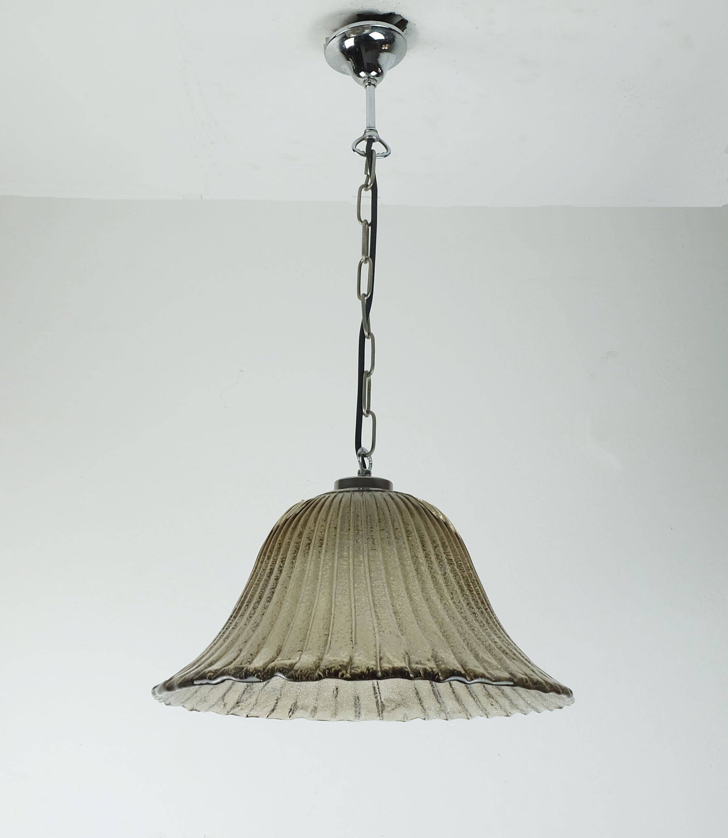 Suspension vintage briloner leuchten verre de murano et métal années 1970