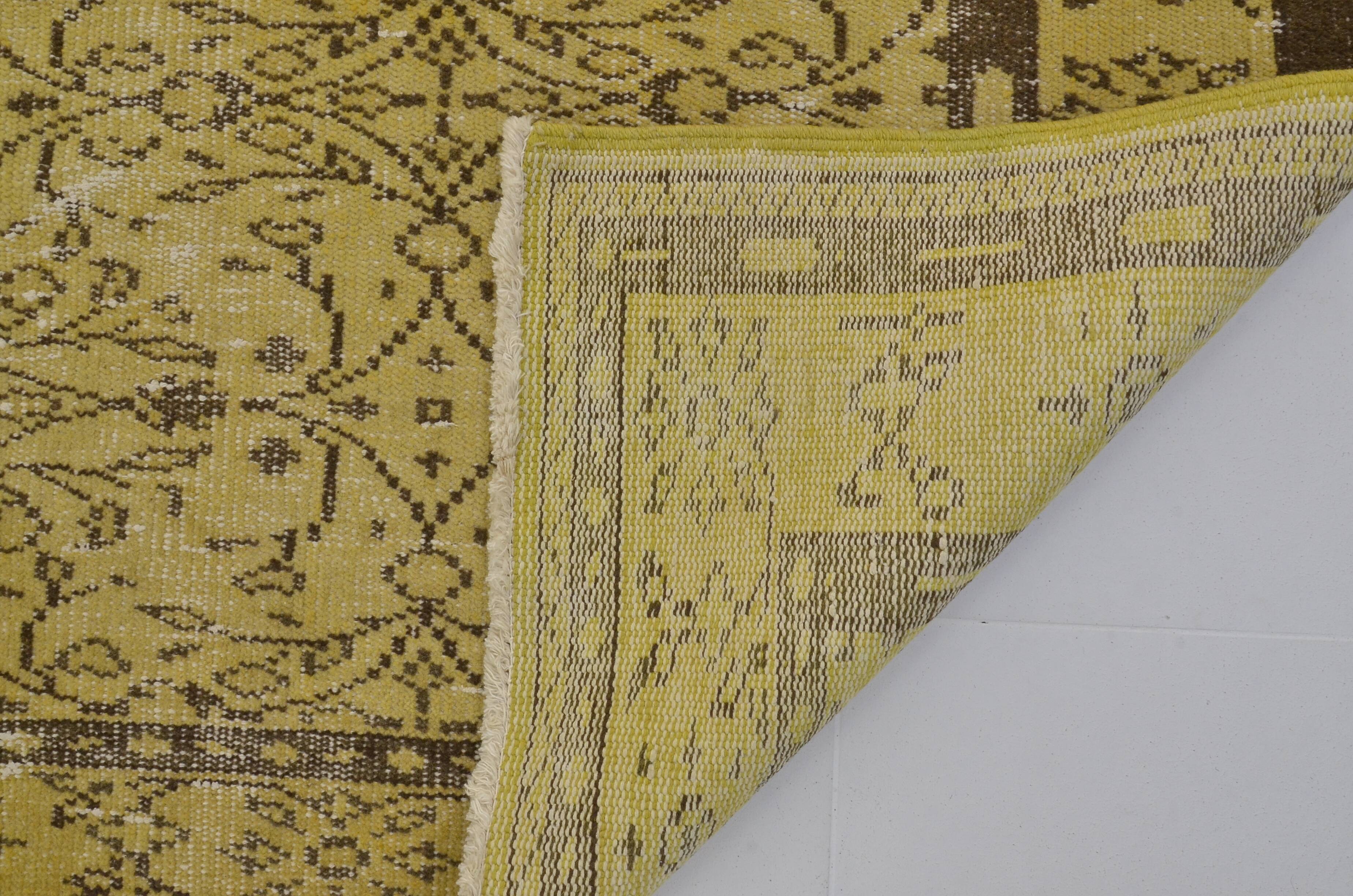 Tapis floral Oushak jaune