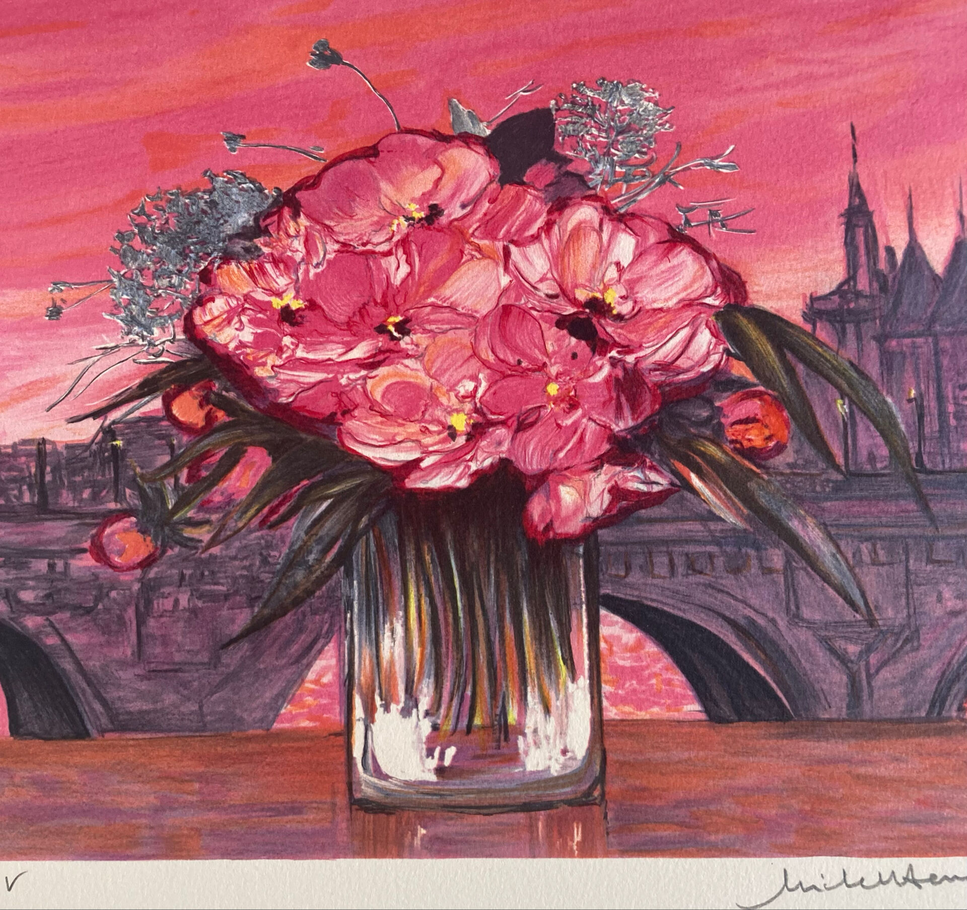 Lithographie numérotée et signée Michel Henry -La conciergerie-Paris
