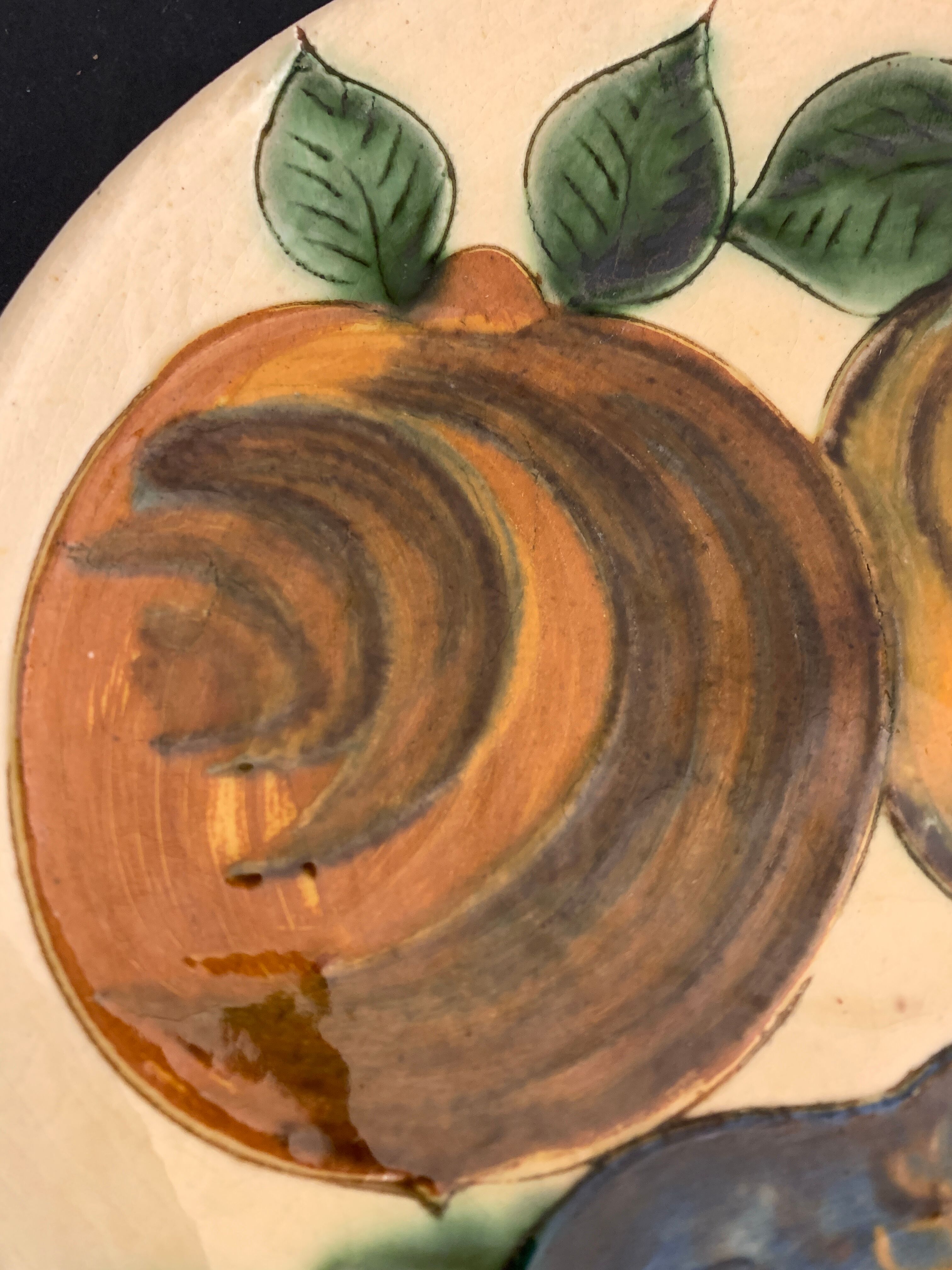 Glazed ceramic plate Puigdemont fruits, 1960